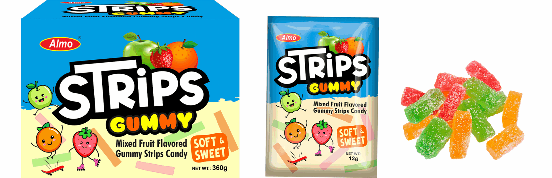 Almo Gummy Strips Mixed Fruit