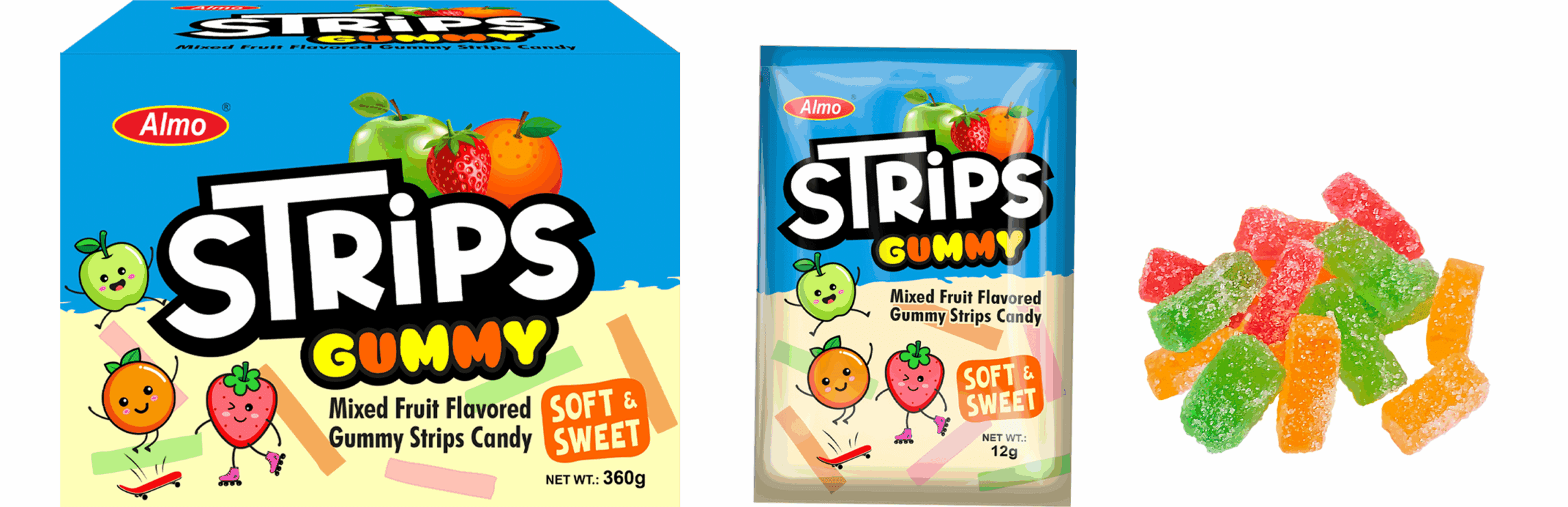 Almo Gummy Strips Mixed Fruit